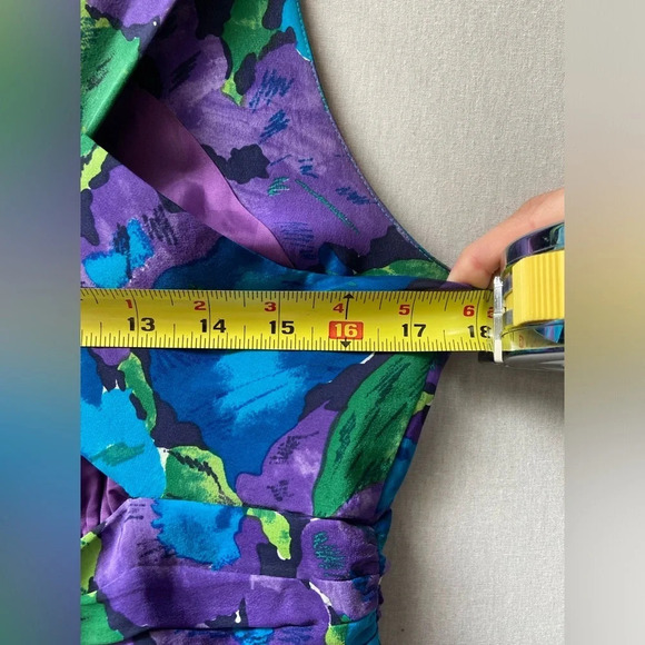 Diane Gilman 100%  Silk floral dress Sz 4 - Picture 12 of 12